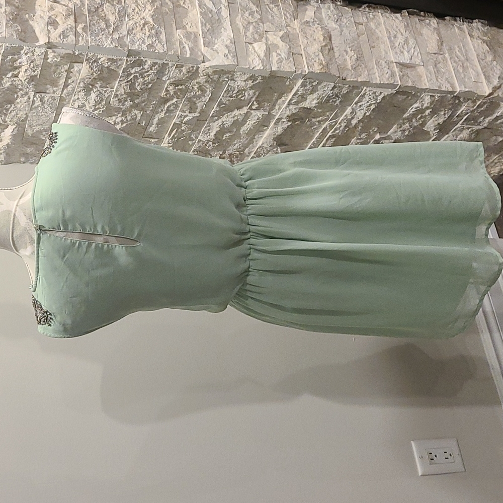 Zara Mint Green sleeveless dress with beaded shoulders - Picture 5 of 8